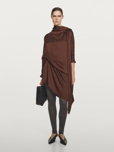 Zara Flowing long sleeve midi dress - STUDIO - Green/White
