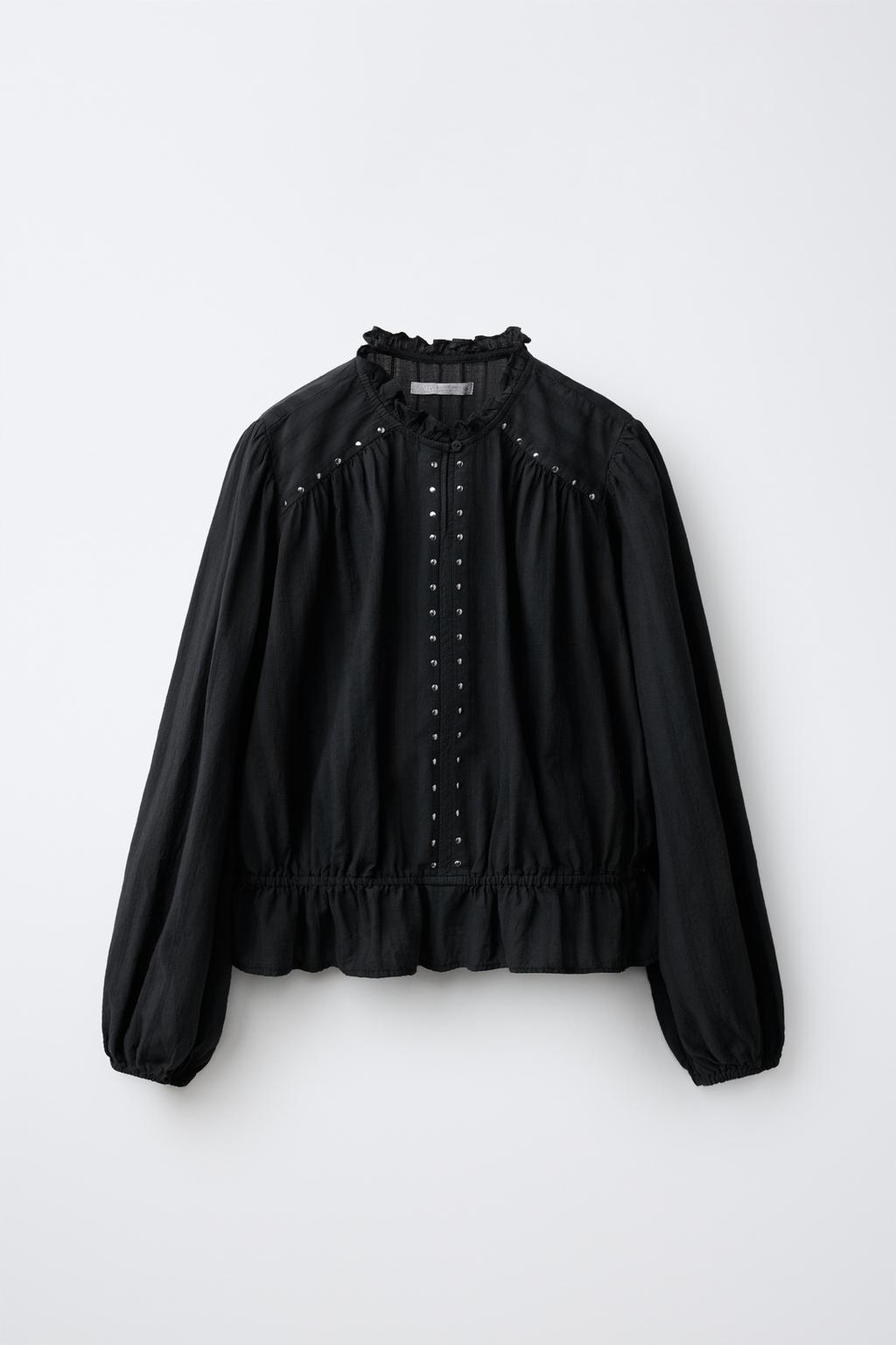SHIRT WITH RUFFLES AND STUDS