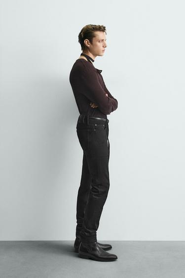 T-SHIRT COL BOULANGER LYOCELL - COTON - Bordeaux de Zara - Image 3