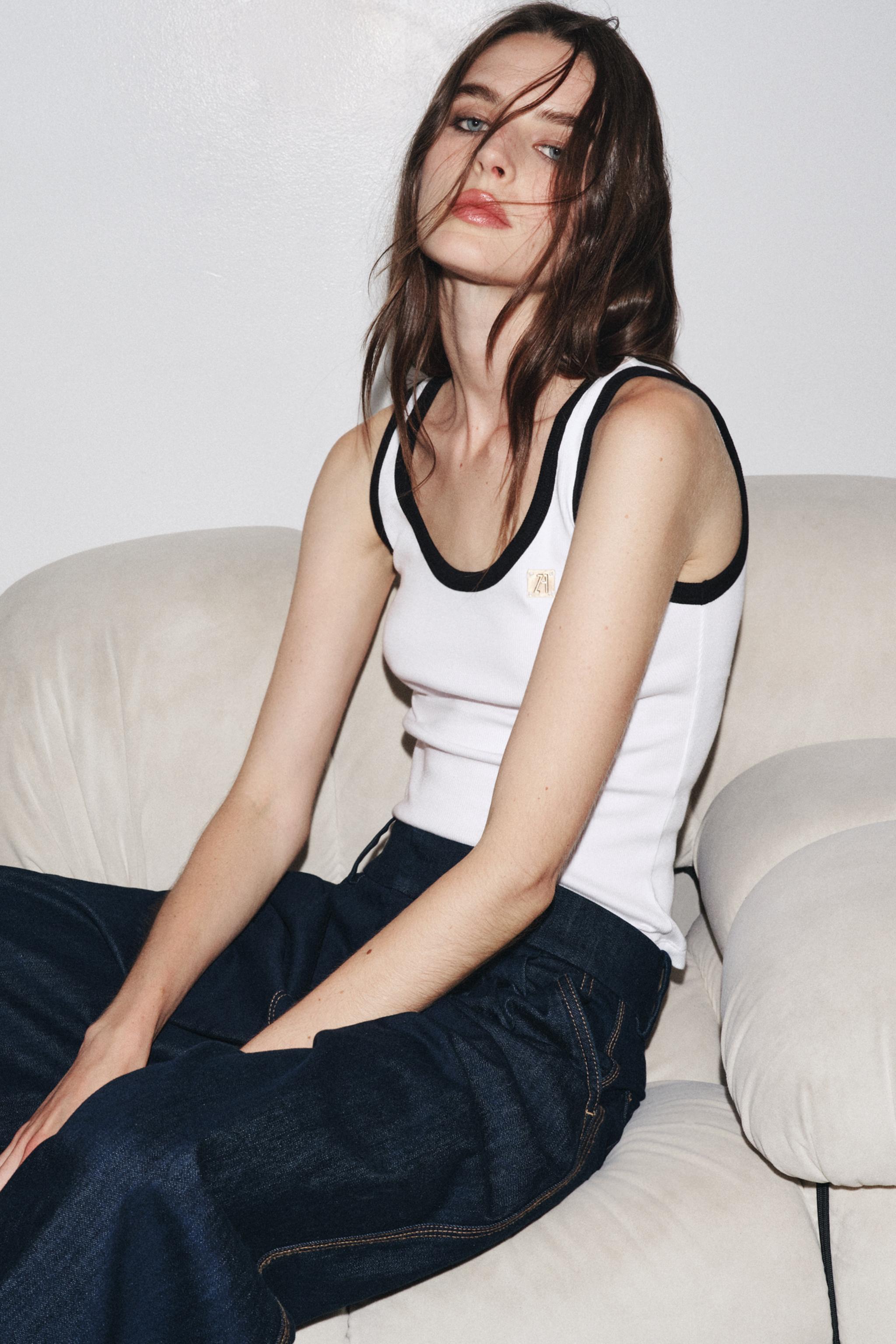 ZARA BROOCH TRIM TOP - White | ZARA United States