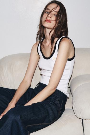 Zara ZARA BROOCH TRIM TOP - White
