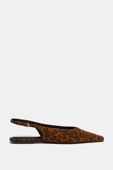 Zara ANIMAL PRINT LEATHER SLINGBACK SHOES - Leopard - Image 0
