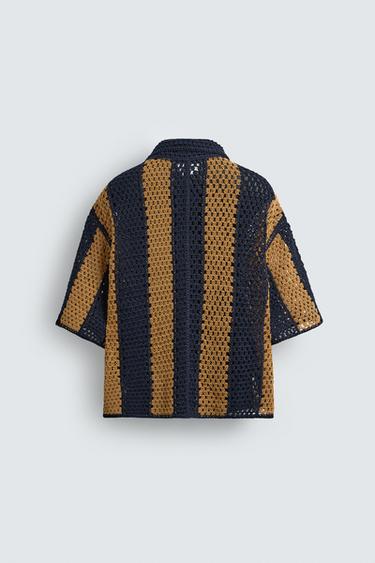 CROCHET PATCH SHIRT - Navy blue by Zara - Image 7