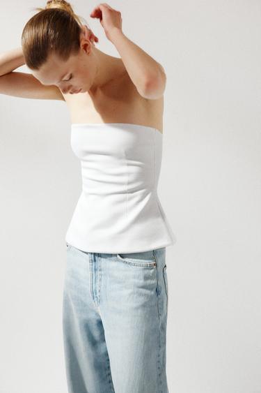 INTERLOCK BANDEAU TOP - White by Zara