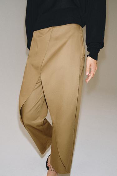 ZW COLLECTION TROUSERS WITH FRONT PLEATS - camel by Zara - Image 3