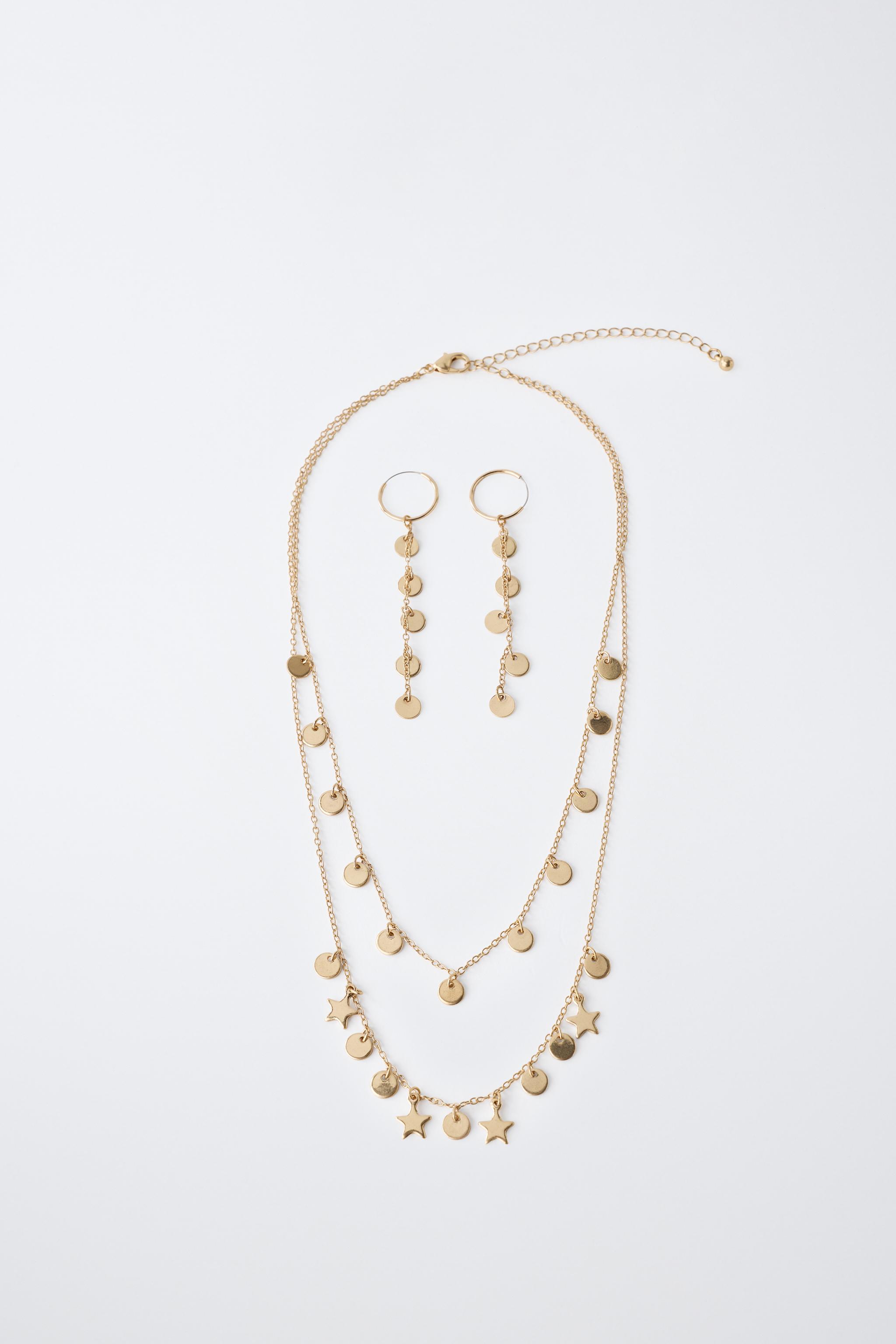 PACK COLLAR Y PENDIENTES CHAPITAS