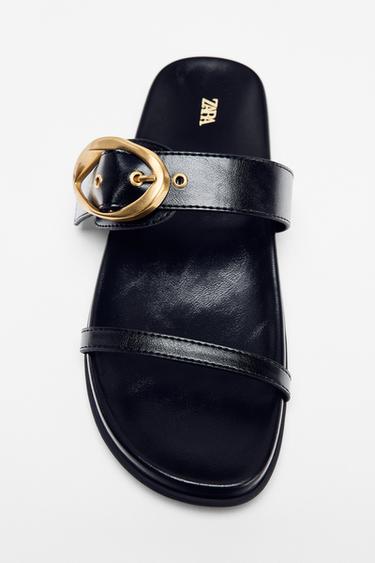 SANDALIA DOBLE TIRA HEBILLA - Negro de Zara