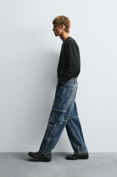 STRAIGHT FIT CARGO JEANS - Mid-blue de Zara - Image 5