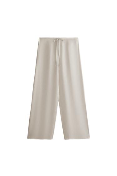 Zara SILK TROUSERS - Pearl gray