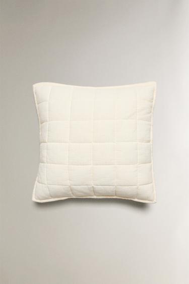 CHILDREN'S CUSHION COVER WITH SQUARES - Ecru by Zara