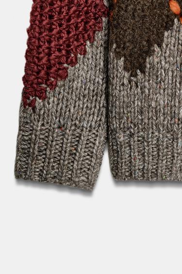DIAMOND KNIT CARDIGAN - Taupe by Zara - Image 3