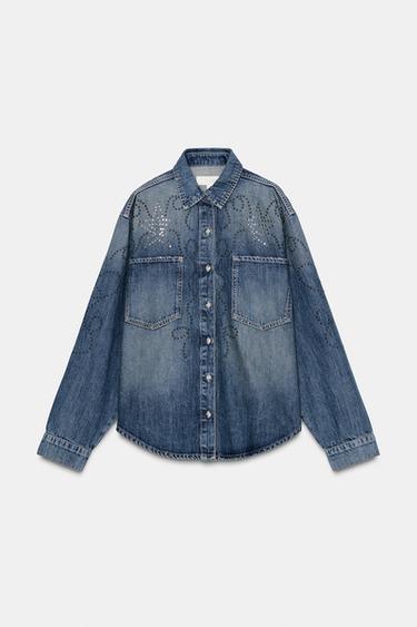 CAMISA DENIM TACHAS - Azul de Zara