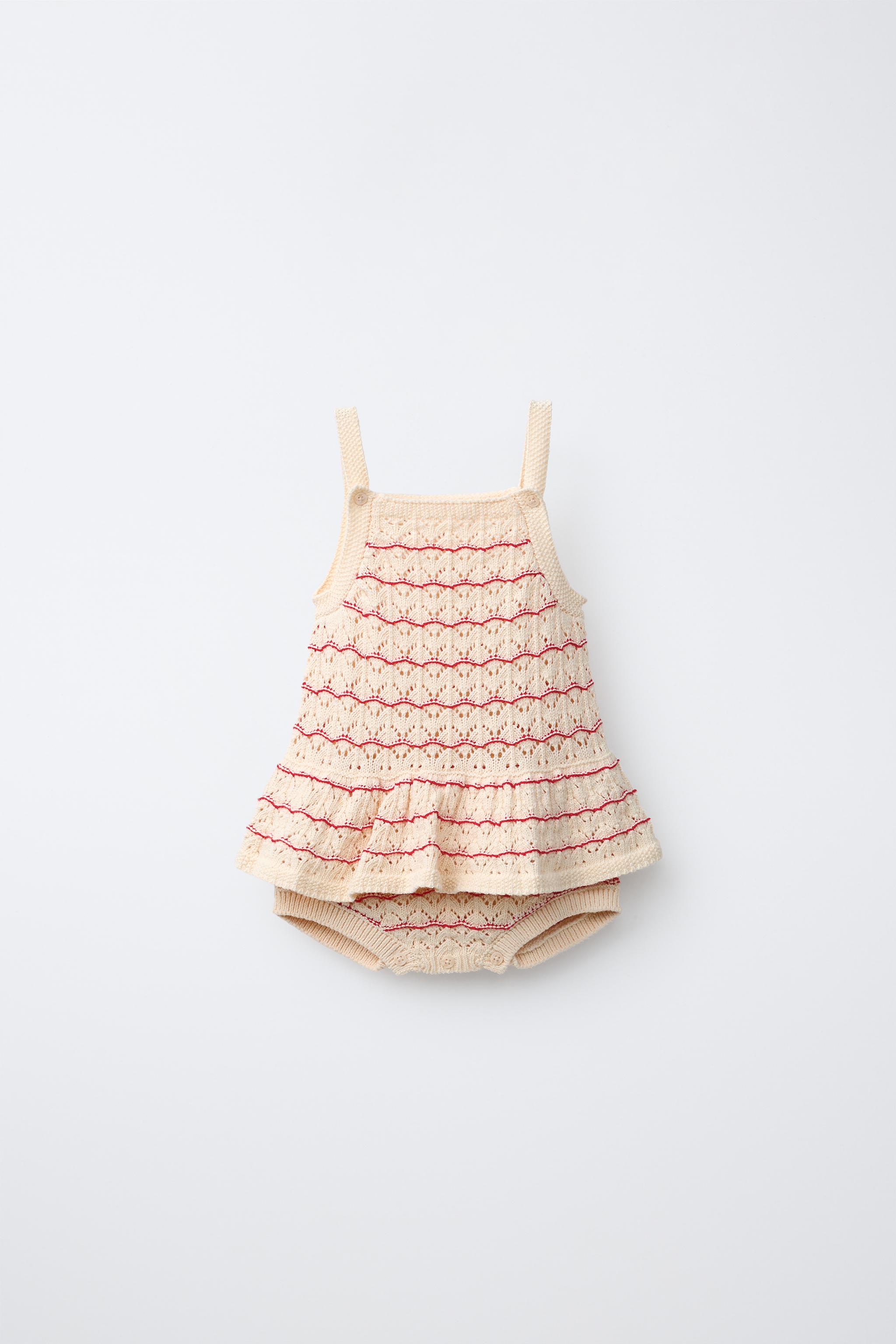 STRIPED POINTELLE KNIT ROMPER