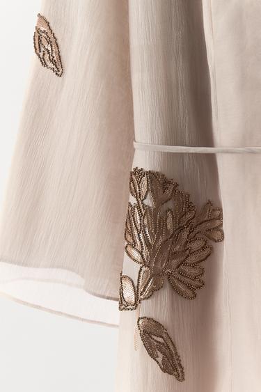 SILK KIMONO WITH EMBROIDERY AND BEADS - Sand by Zara - Image 8
