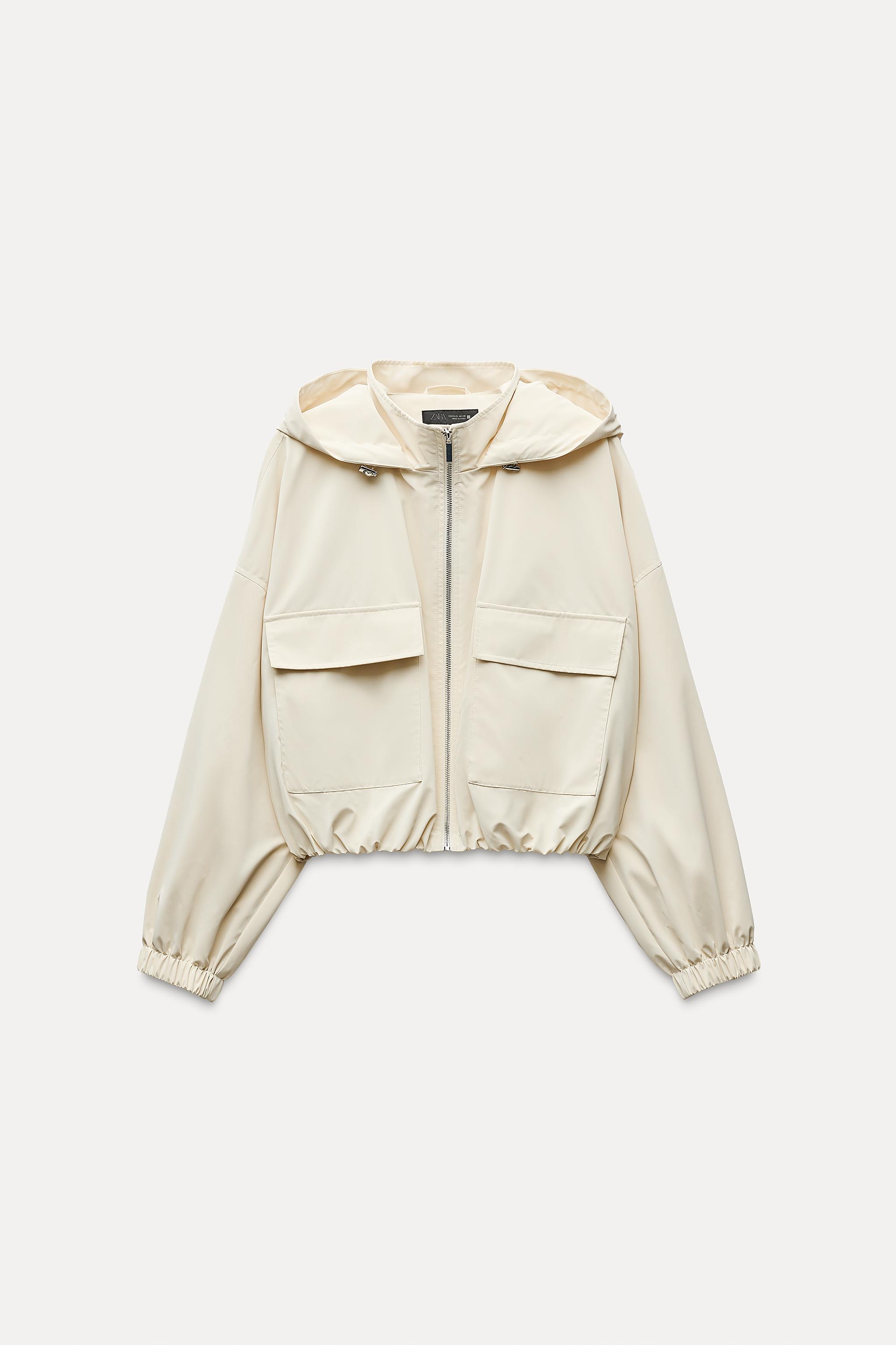 ★ZARA★ RUBBERISED HOODED JACKET GIRLS ZARA WATER RESISTANT LINED RUBBERIZED JACKET IN KHAKI