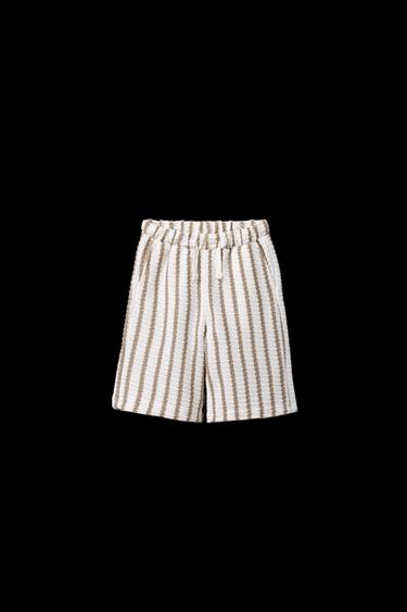 BERMUDA ESTRUCTURA SLIM FIT RAYAS - Crudo / Beige de Zara - Imagen 0