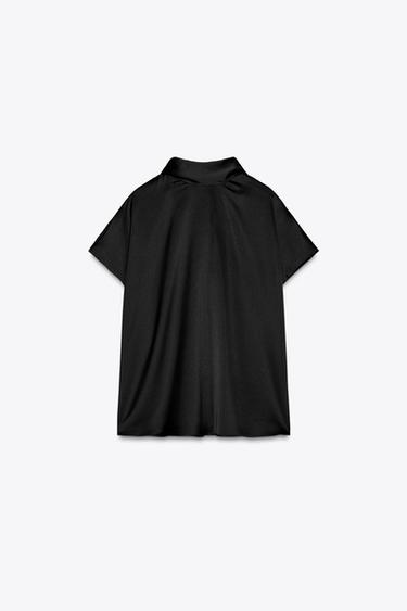 CUERPO SATINADO MANGA CORTA - Negro de Zara