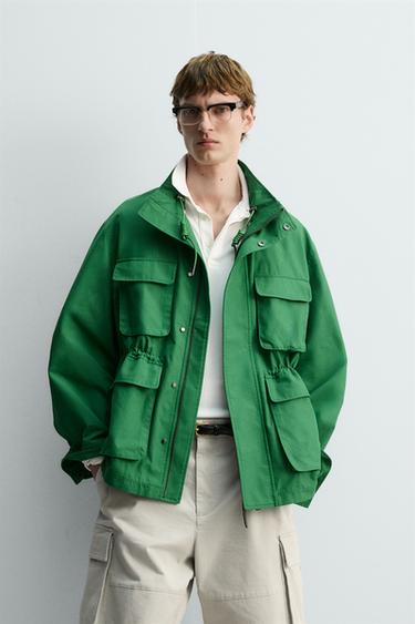 RELAXED FIT JACKET WITH POCKETS - Green by Zara