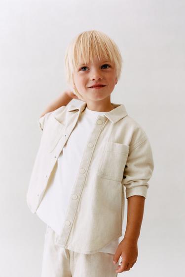 Zara FLOWY SNAP BUTTON OVERSHIRT - Ecru