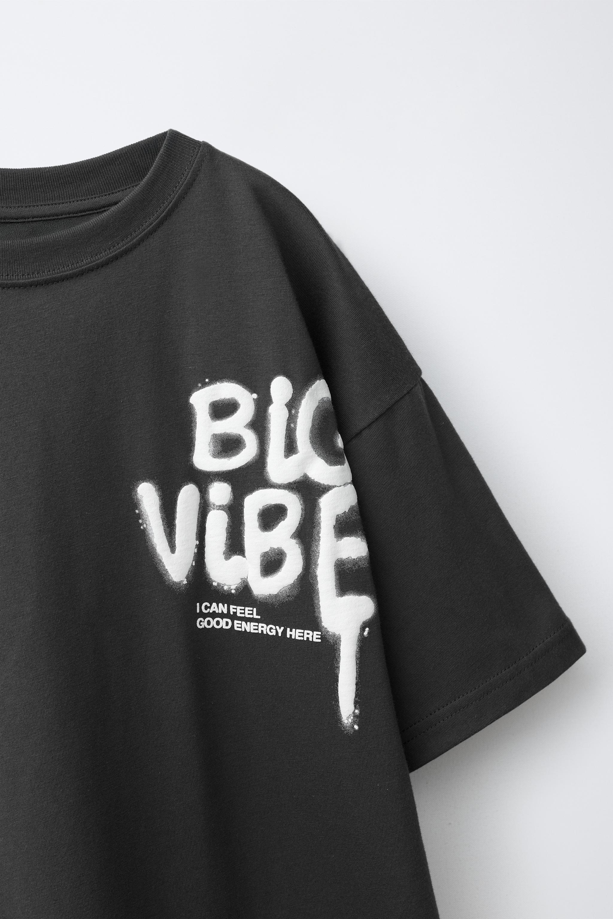 CAMISETA COM ESTAMPA DE TEXTO - Cinza-antracito | ZARA Brasil