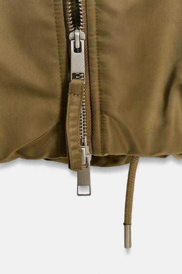 BOMBERJACKE MIT KUNSTFELLKRAGEN ZW COLLECTION - Olivgrün von Zara