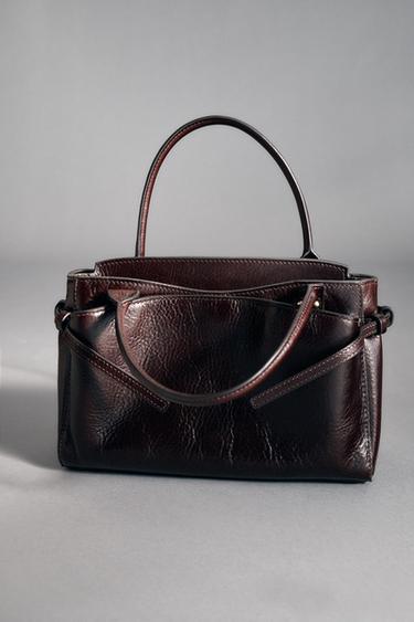 BORSA IN PELLE MINI CITY - Rosso bordeaux di Zara