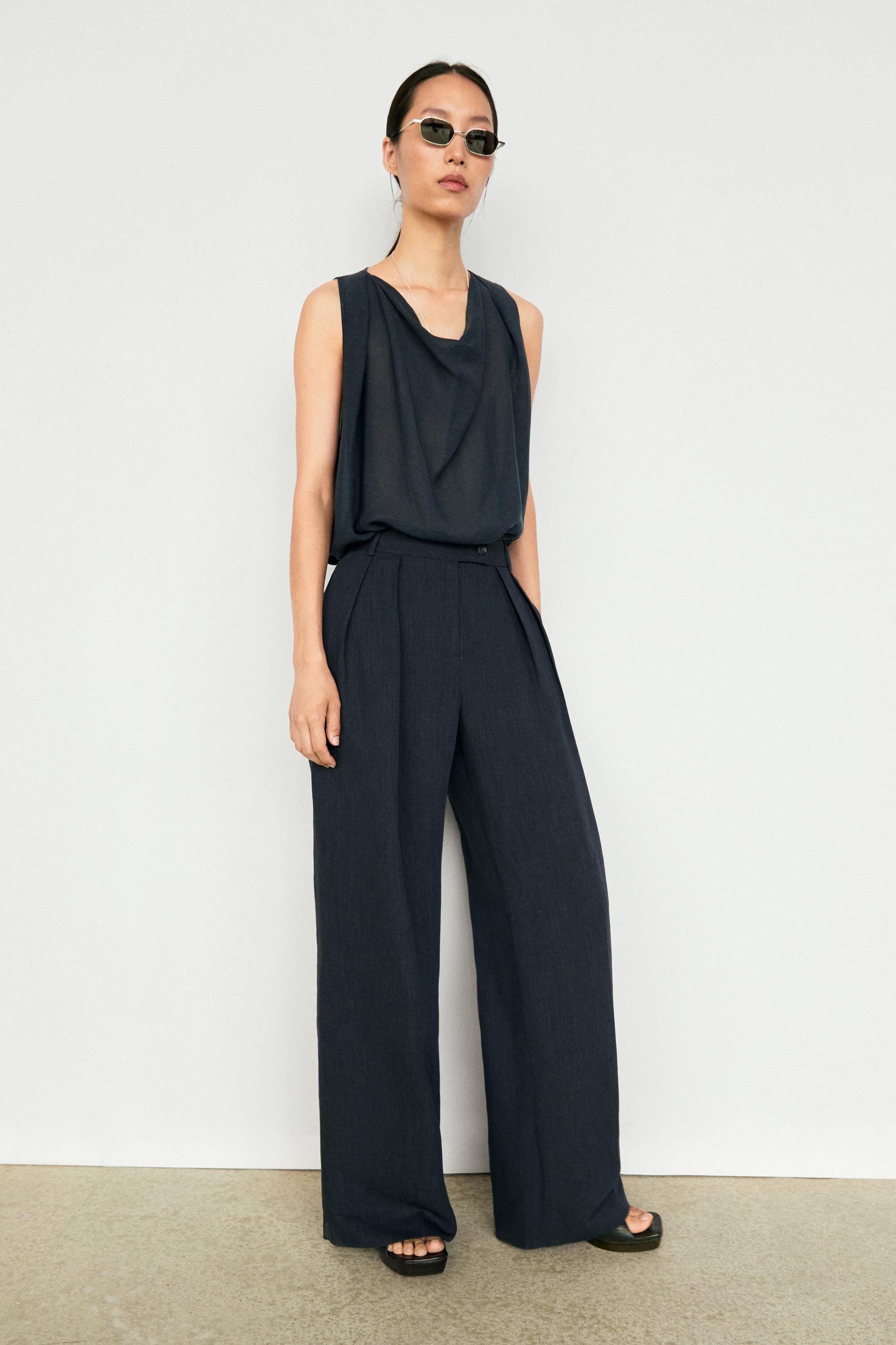 Melange linen suit pants