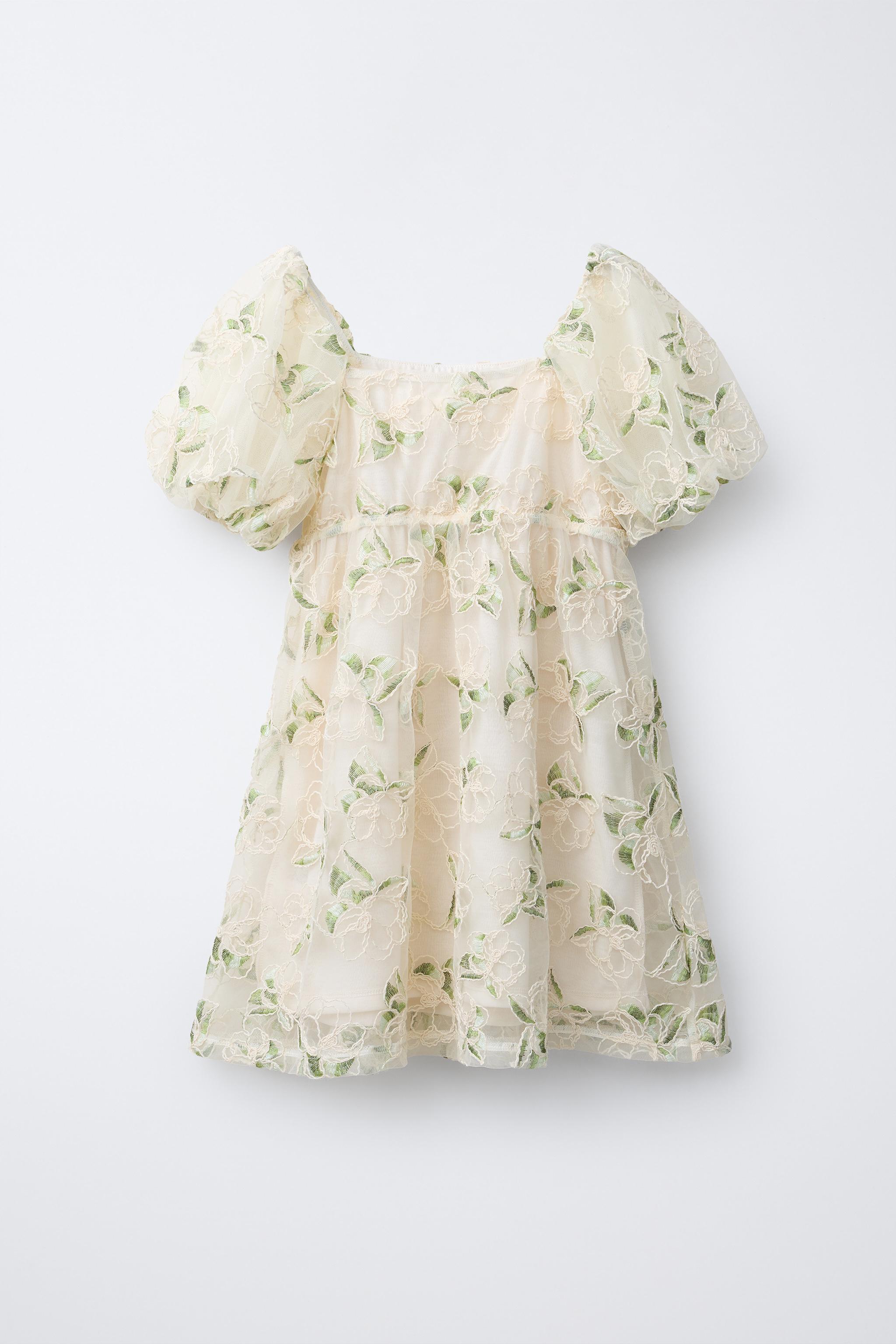 EMBROIDERED FLORAL TULLE DRESS