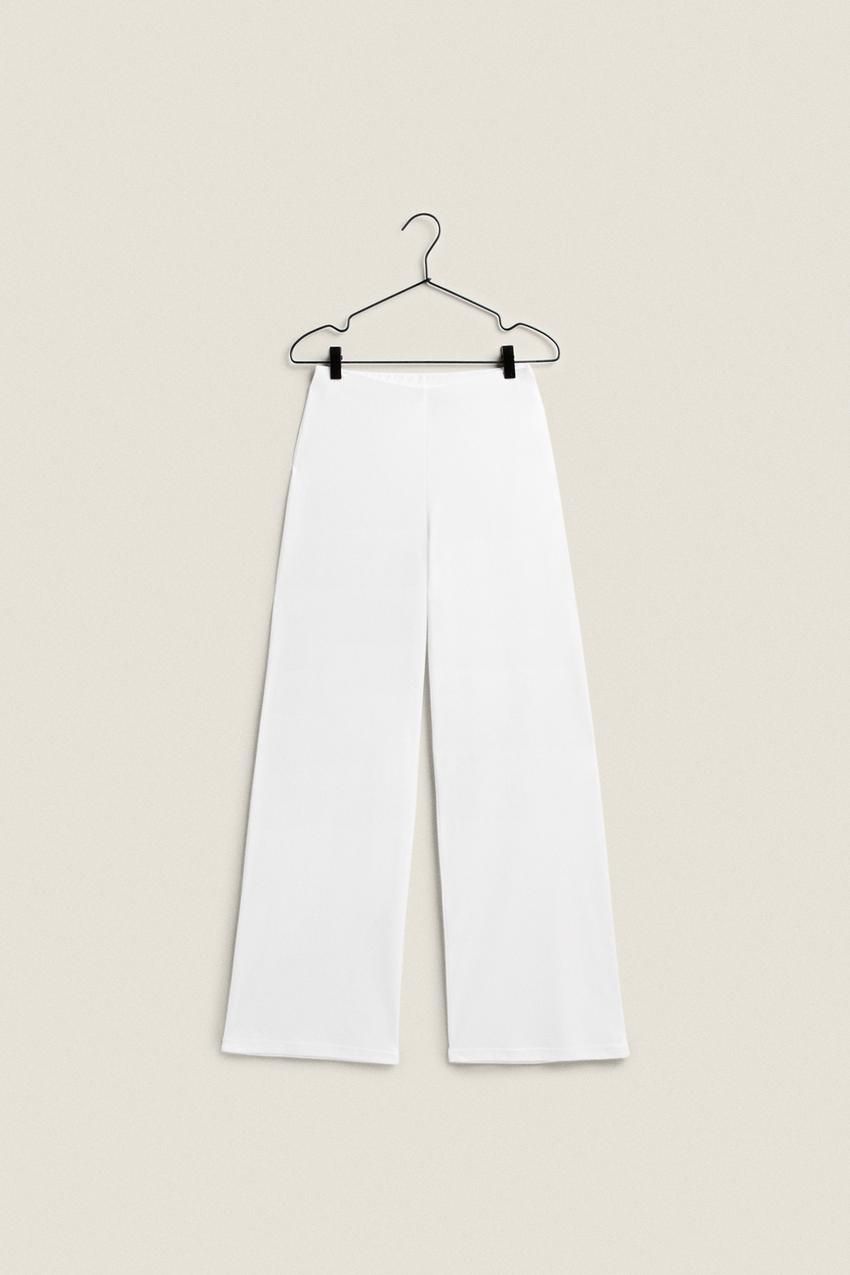 Women's pants talace white, high fit, large sizes, cotton trousers, traf,  zara traf 2022 summer, zara woman 2022,korean, zara woman 2022 new