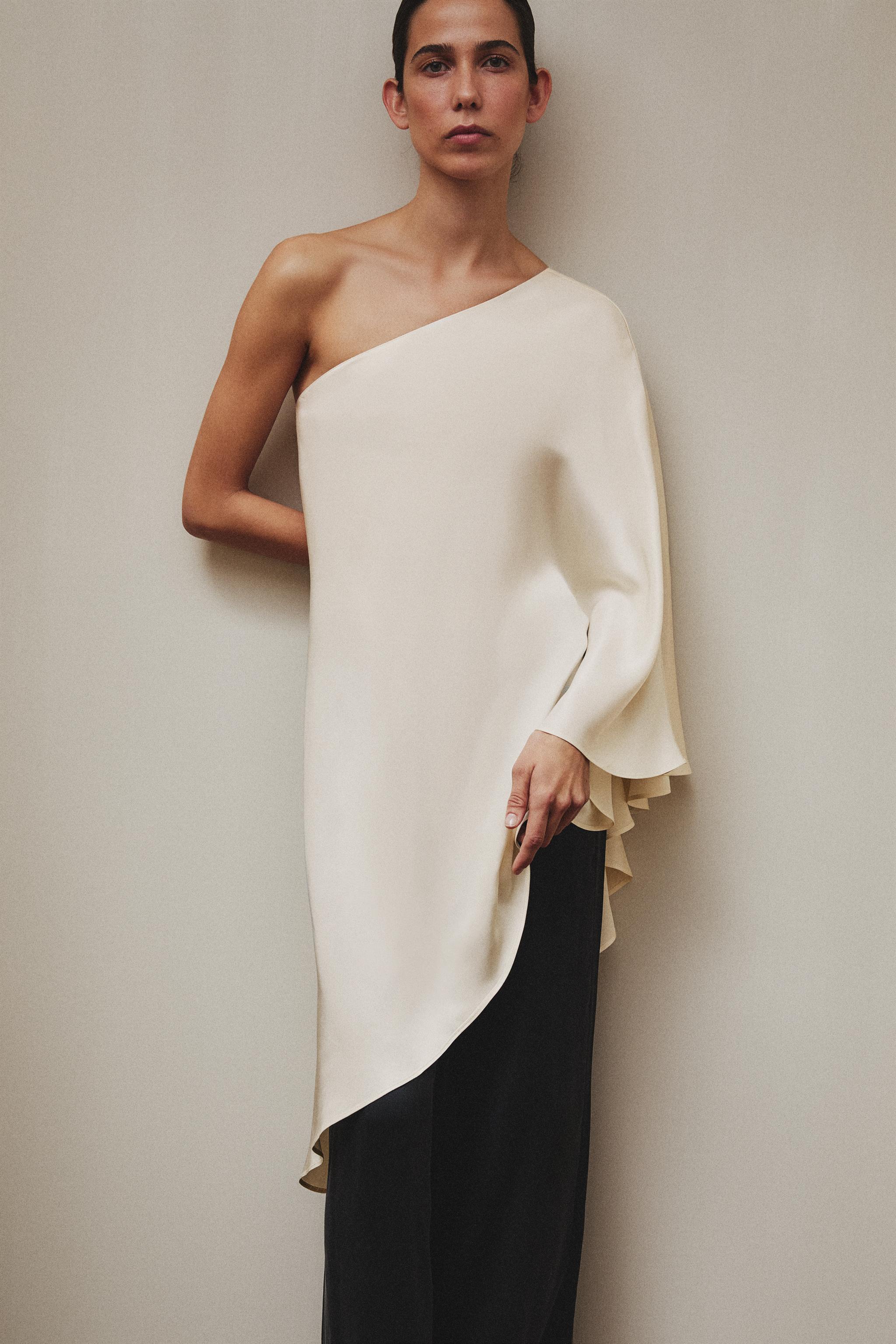 SATEEN ASYMMETRIC CAPE