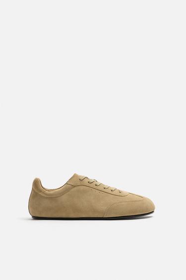 LEATHER LIMITED EDITION TRAINERS - Sand Brown by Zara