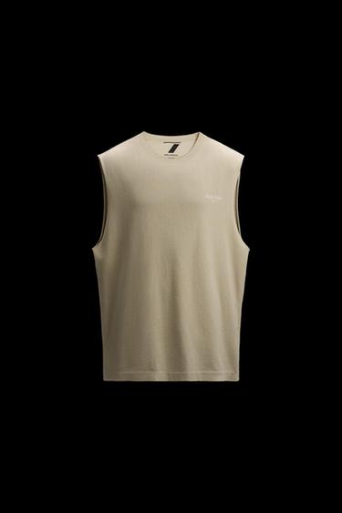 Zara GRAPHIC PRINT TANK TOP - Ecru