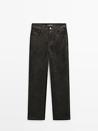 Pantalón recto micropana - Verde de Zara