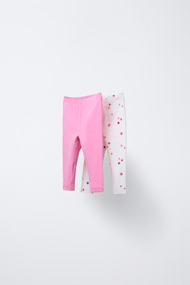 TWO-PACK OF RIBBED FLORAL PRINT LEGGINGS - Fuchsia by Zara - Image 0