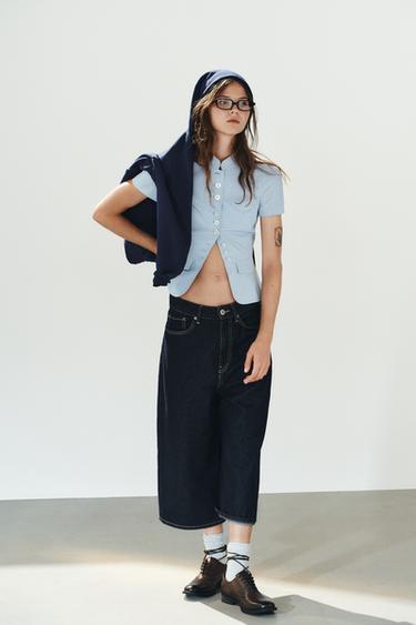 CHECK PEPLUM TOP - Blues by Zara - Image 0