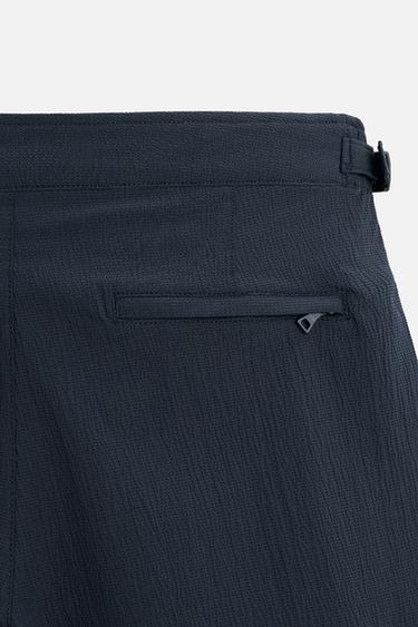 REGULAR TEXTURED SWIMMING TRUNKS - Navy blue by Zara - Image 9