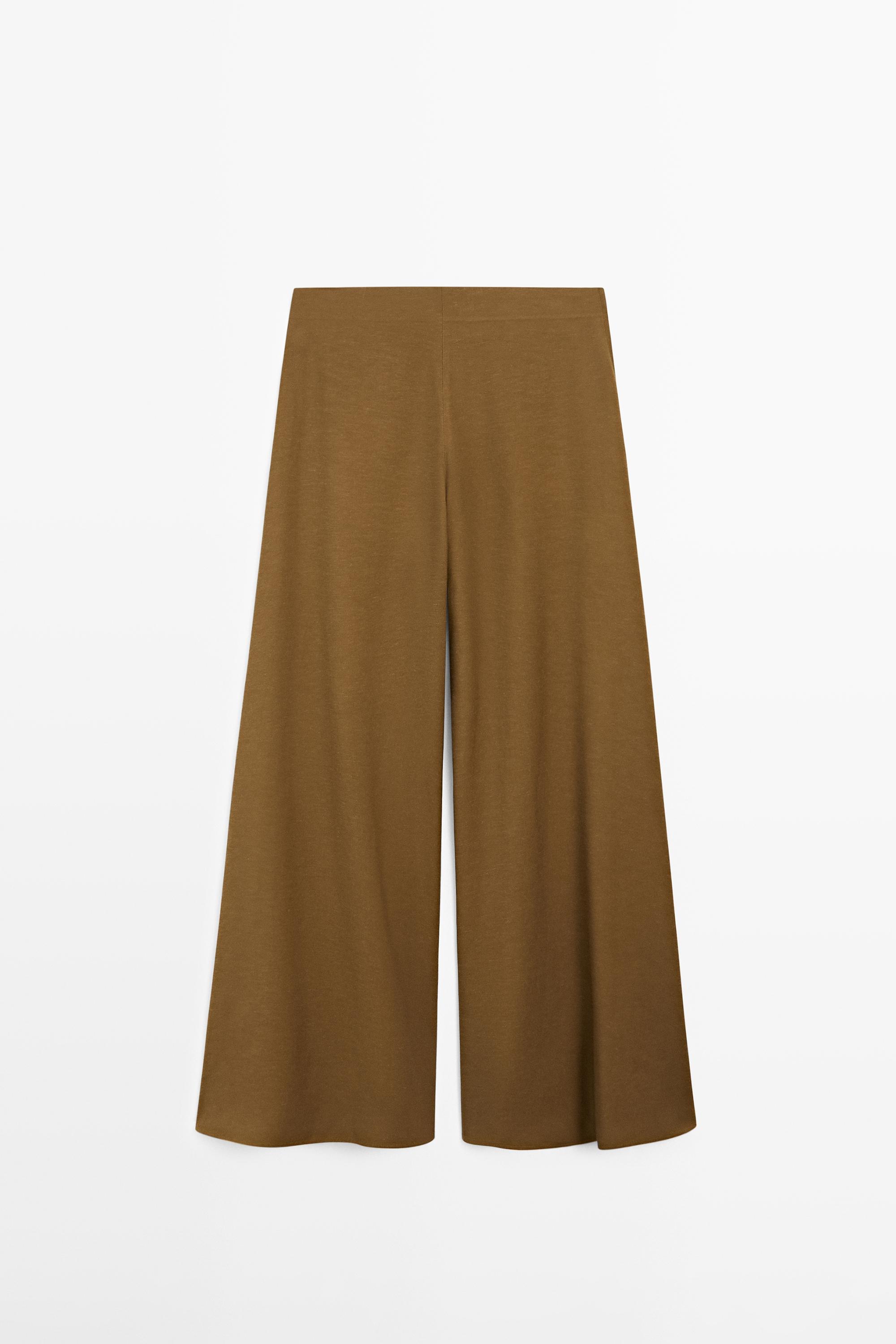 Flowing fabric wide-leg trousers