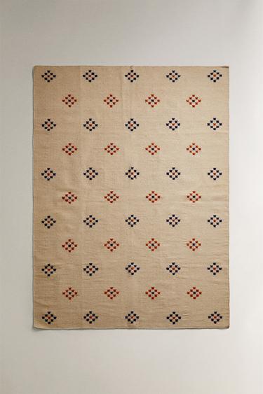 DIAMOND DESIGN COTTON WOOL AREA RUG - Light beige da Zara - Imagem 0