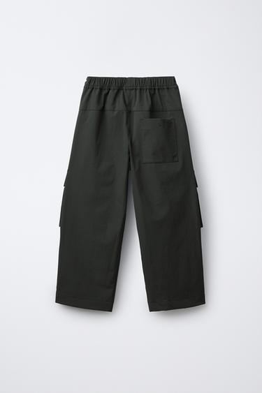 TECHNICAL WIDE LEG CARGO TROUSERS - Dark khaki by Zara - Image 1