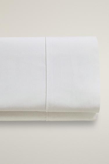 PERCALE COTTON FLAT SHEET (300 THREAD COUNT) - White by Zara - Image 0