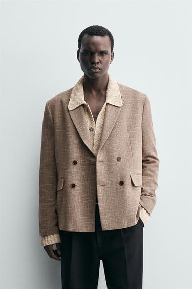 BLAZER CRUZADA ESTRUCTURA - Camel medio de Zara
