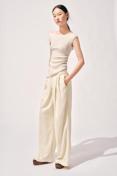 PLEATED TROUSERS - Vanilla by Zara