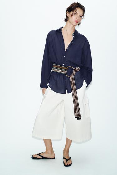 Zara 條紋編織寬腰帶 - 多色