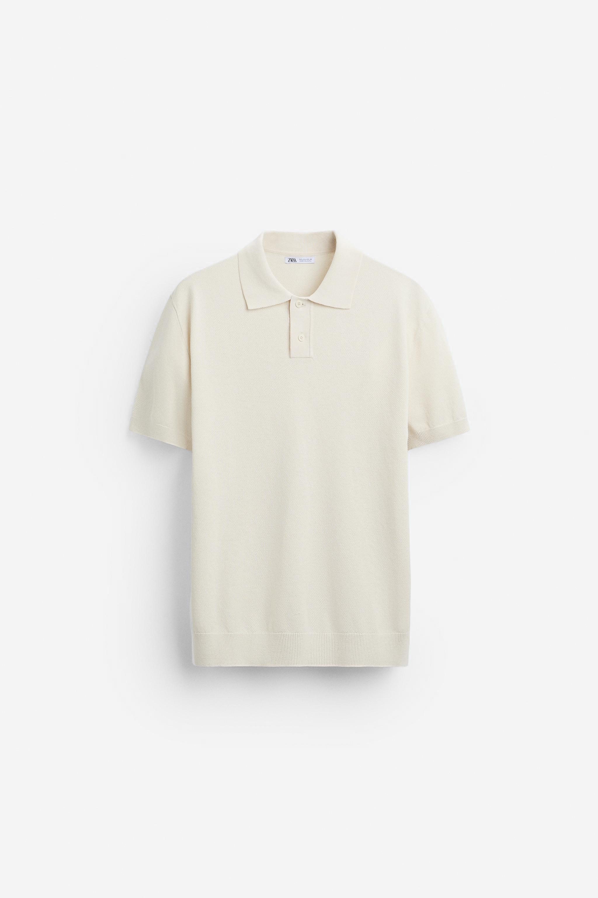 TEXTURED KNIT POLO SHIRT - Stone | ZARA New Zealand