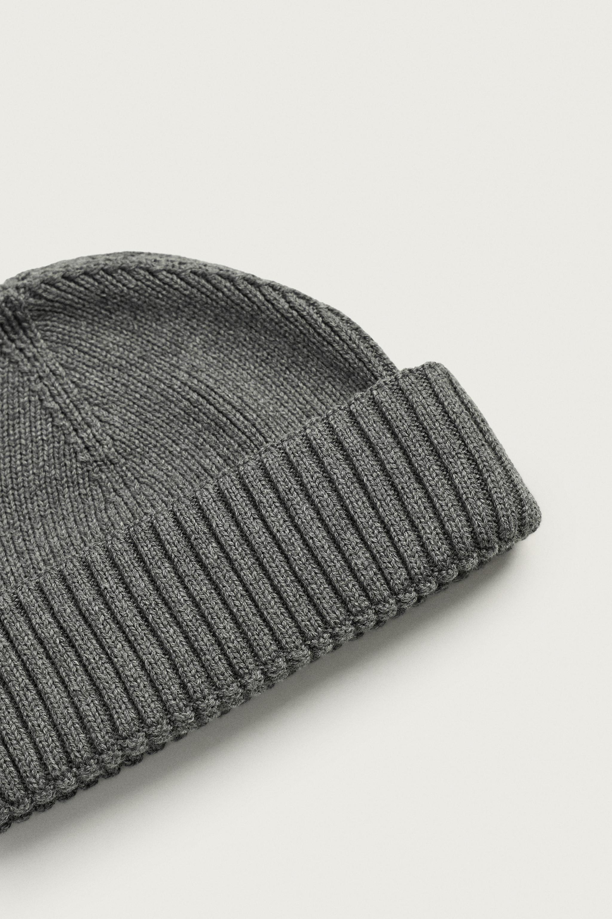 COTTON BLEND SHORT KNIT BEANIE - Red | ZARA United Kingdom