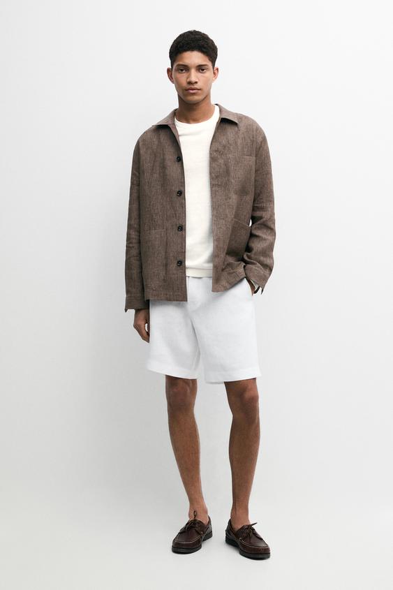 100% linen short Bermuda shorts from Zara - $130