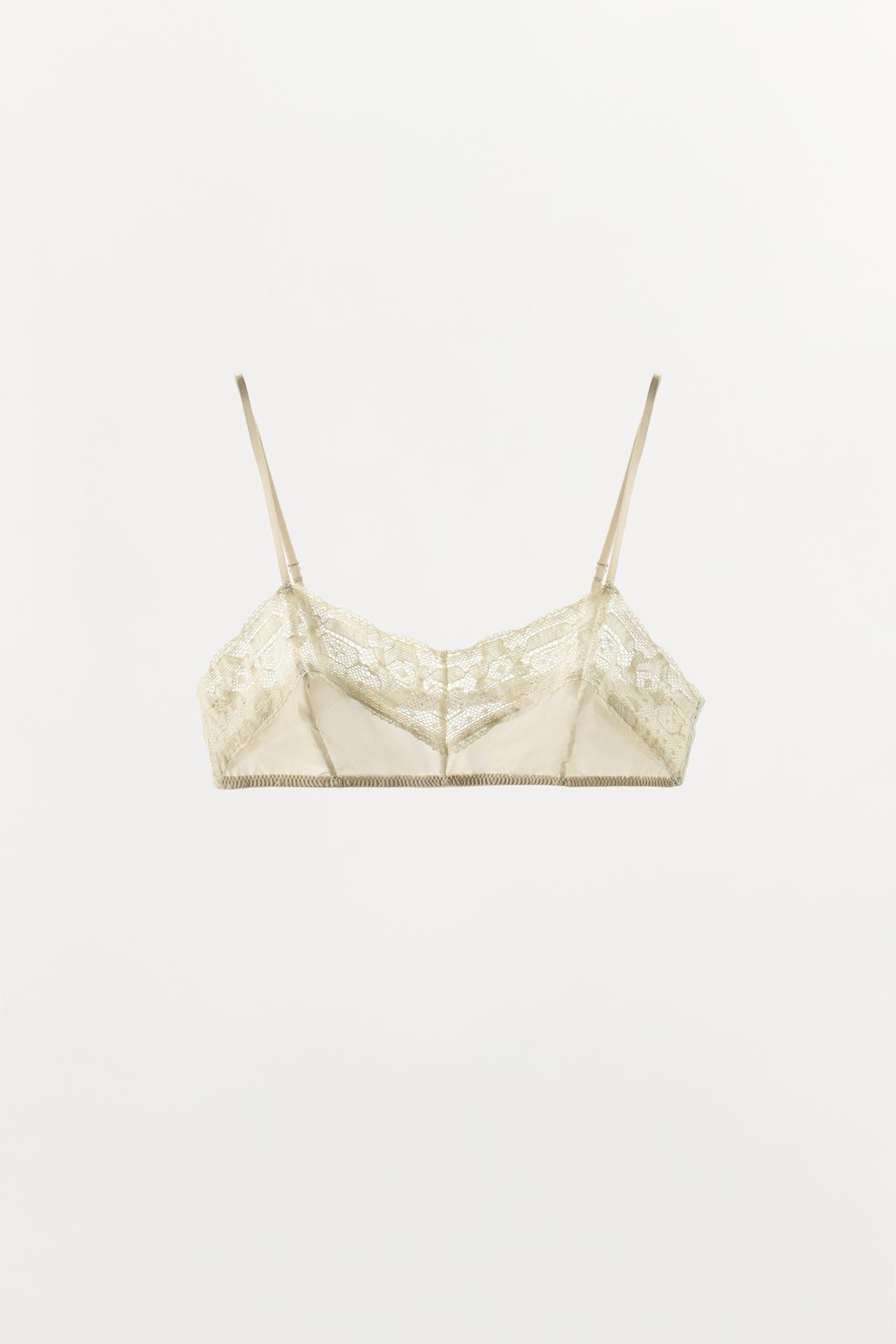 100% SILK LACE BRA — Ecru