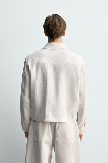 100% LINEN ZIP-UP JACKET - White by Zara - Image 2