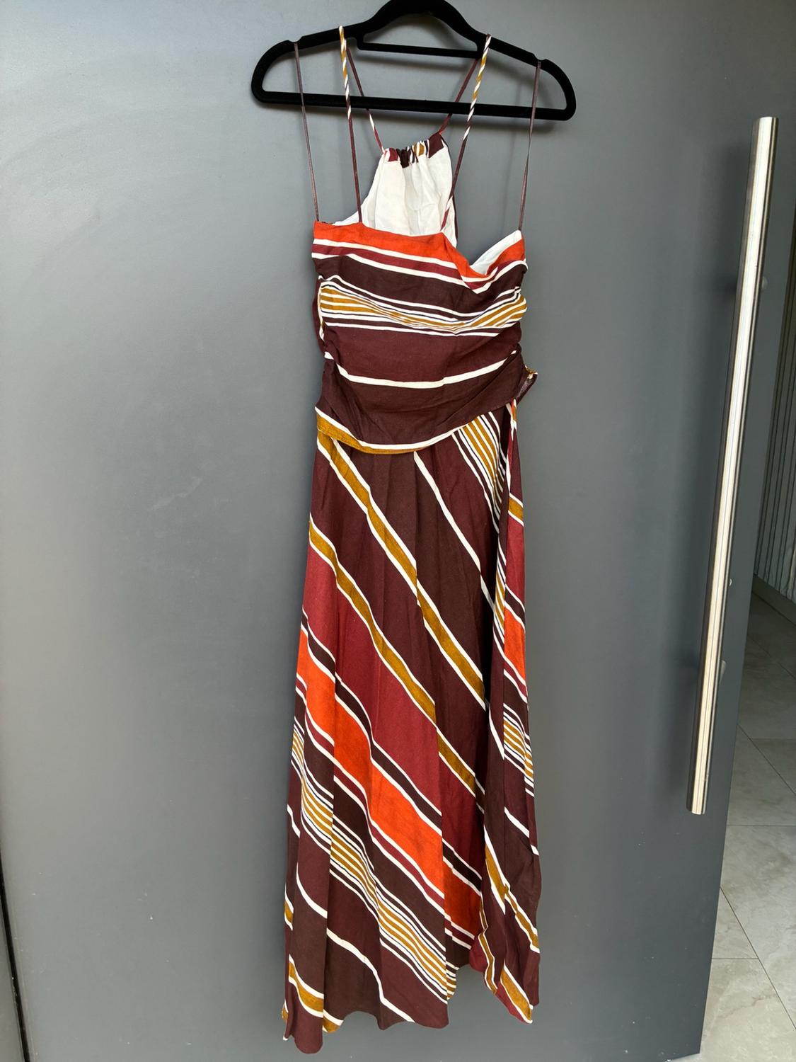 STRIPED ASYMMETRIC MIDI DRESS - Image 5