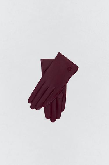 LEDERHANDSCHUHE MIT STICKEREI SOSHIOTSUKI X ZARA - Granatrot von Zara